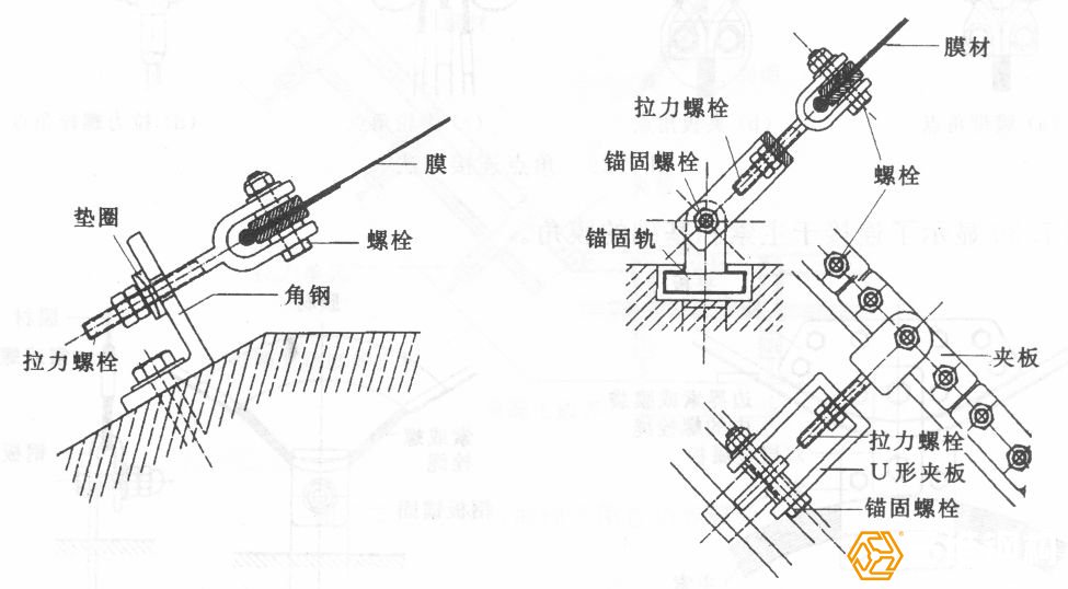 网架工程锚栓链接示意图